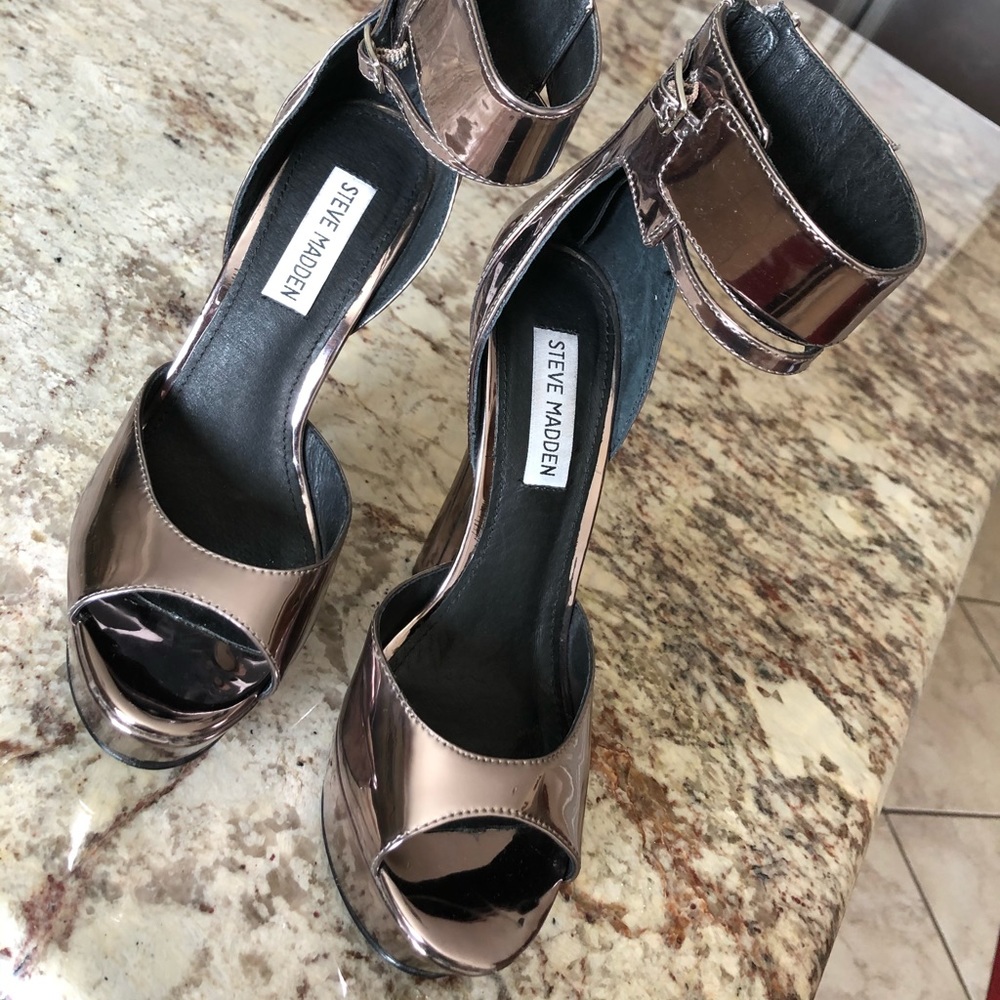 Steve Madden Faymuss Pewter Stilettos 7.5